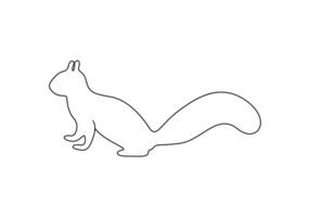 Squirrel continuous one line drawing of digital illustration vector
