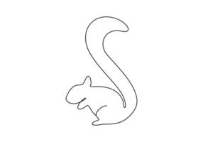 Squirrel continuous one line drawing of digital illustration vector