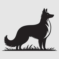 Silhouette of a dog with a minimalist design and white background vector