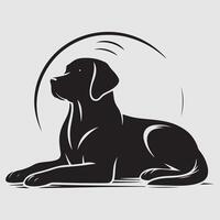 Silhouette of a dog with a minimalist design and white background vector