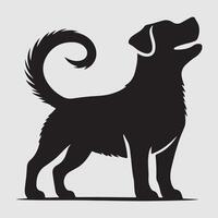 Silhouette of a dog with a minimalist design and white background vector