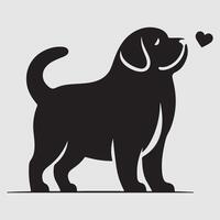 Silhouette of a dog with a minimalist design and white background vector