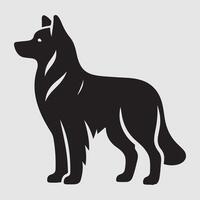 Silhouette of a dog with a minimalist design and white background vector
