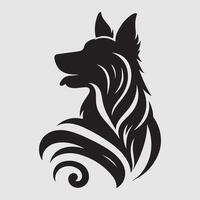 Silhouette of a dog with a minimalist design and white background vector