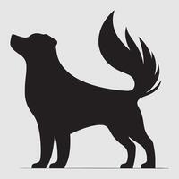 Silhouette of a dog with a minimalist design and white background vector
