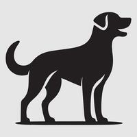 Silhouette of a dog with a minimalist design and white background vector