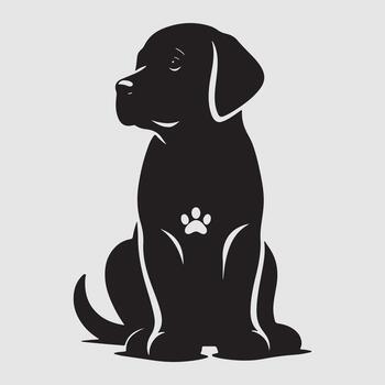 Silhouette of a dog with a minimalist design and white background vector
