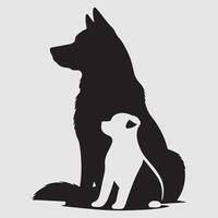 Silhouette of a dog with a minimalist design and white background vector