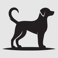 Silhouette of a dog with a minimalist design and white background vector
