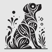Silhouette of a dog with a minimalist design and white background vector