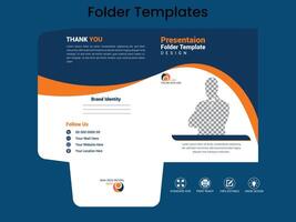 Presentation folder template design,for corporate office with blue and black colourful folder design. vector