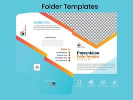 Presentation folder template design,for corporate office with blue and black colourful folder design. vector