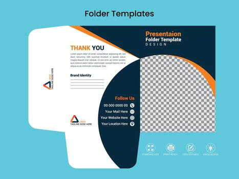 Presentation folder template design,for corporate office with blue and black colourful folder design. vector