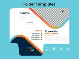 Presentation folder template design,for corporate office with blue and black colourful folder design. vector