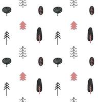 Seamless pattern with simple abstract trees. Monochrome scandinavian backgrounds vector
