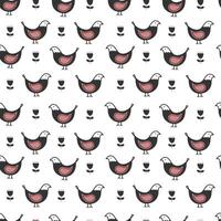 Monochrome seamless pattern with folk birds. Simple abstract background vector