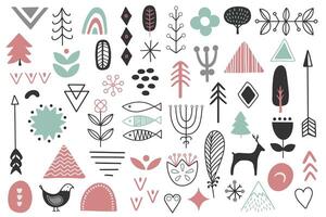 Scandi doodle elements. Set of abstract elements for simple scandinavian design. vector