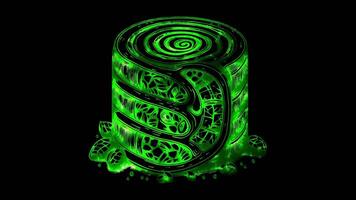 Neon frame effect Struklji, a traditional Slovenian dish consisting of rolled dough with various fillings, glow, black background. video