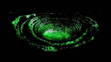 Neon frame effect Big Hole in Kimberley, South Africa, glow, black background. video