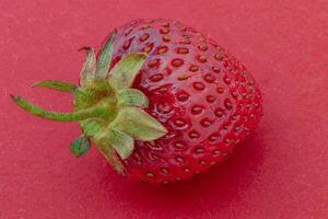 Ripe red delicious strawberries macro shooting several pieces and single photo