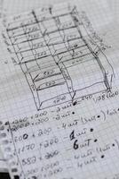 cabinet drawing on a sheet of paper from a notebook photo