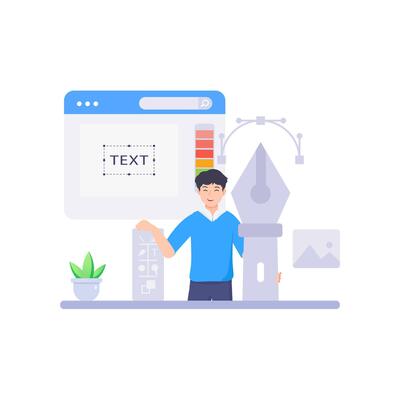 Graphic designer work on desk illustration.