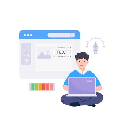 Graphic designer work on desk illustration.