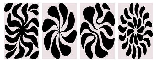 Abstract groovy poster set. Wall art Matisse style. Modern trendy hand drawn design for print, cover, postcard, template, banner. vector
