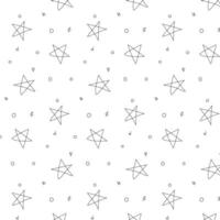 Hand drawn stars and scribble shapes on white background seamless pattern. Doodle simple design for card, party, cover. vector