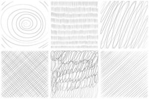 Doodle hand drawn pencil shapes set on white background. Black grunge texture in sketch style. vector