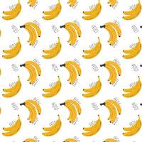 Banana seamless pattern. Fruits and decorative shapes on white. Summer background design in flat style for print, decoration, fabric, card. vector