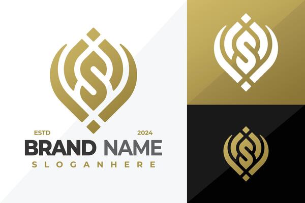 Letter S Leaves Monogram logo design symbol icon illustration
