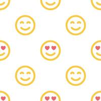 Seamless pattern with emoji, smiles in love, messages, social media elements. Chatting concept. Fabric texture, textile design in flat style on white background. Love concept vector