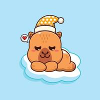 Cute capybara sleep cartoon illustration vector