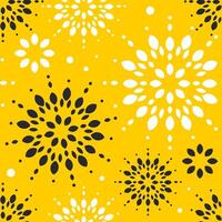 Snowflakes white and black on a yellow background form a seamless cute winter pattern. Abstract flowers. vector
