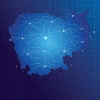 Cambodia map vecto internet network vector