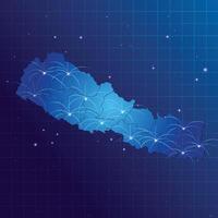 Nepal map vecto internet network vector