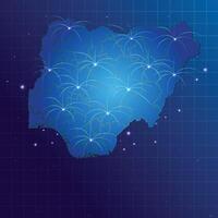 Nigeria map vecto internet network vector