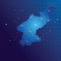 North Korea map vecto internet network vector
