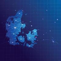 Denmark map vecto internet network vector
