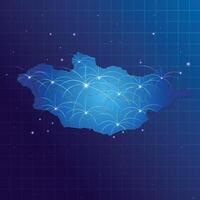 Mongolia map vecto internet network vector