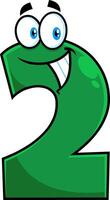Funny Green Number Two 2 Cartoon Character vector