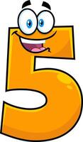Funny Orange Number Five 5 Cartoon Character vector