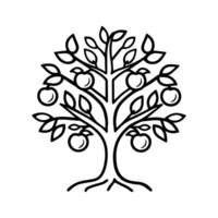 Apple Tree logo or modern line icon. line art and icon design with bold outline. Black and white Pixel Perfect minimalistic symbol isolate white background. Creative logotype vector