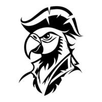 Pirate Parrot logo or modern line icon. line art and icon design with bold outline. Black and white Pixel Perfect minimalistic symbol isolate white background. Creative logotype vector