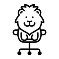 Lion on chair logo or modern line icon. line art and icon design with bold outline. Black and white Pixel Perfect minimalistic symbol isolate white background. Creative logotype vector