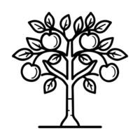 Apple Tree logo or modern line icon. line art and icon design with bold outline. Black and white Pixel Perfect minimalistic symbol isolate white background. Creative logotype vector