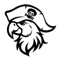 Pirate Parrot logo or modern line icon. line art and icon design with bold outline. Black and white Pixel Perfect minimalistic symbol isolate white background. Creative logotype vector