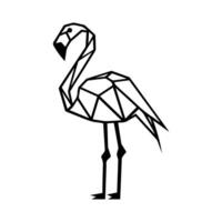 Geometric Flamingo logo or modern line icon. line art and icon design with bold outline. Black and white Pixel Perfect minimalistic symbol isolate white background. Creative logotype vector