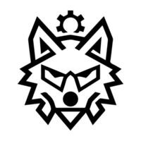 Fox Gear logo or modern line icon. line art and icon design with bold outline. Black and white Pixel Perfect minimalistic symbol isolate white background. Creative logotype vector
